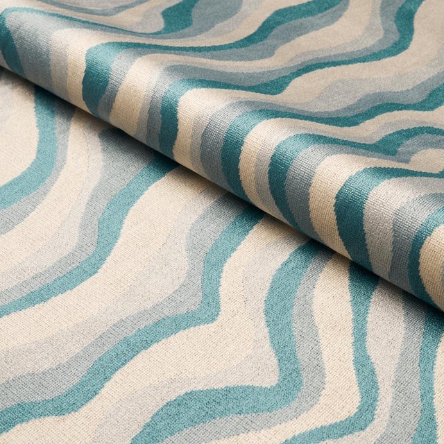 Schumacher SAMPLE - Schumacher Swirl Velvet Fabric In Mineral For Sale - Image 4 of 4