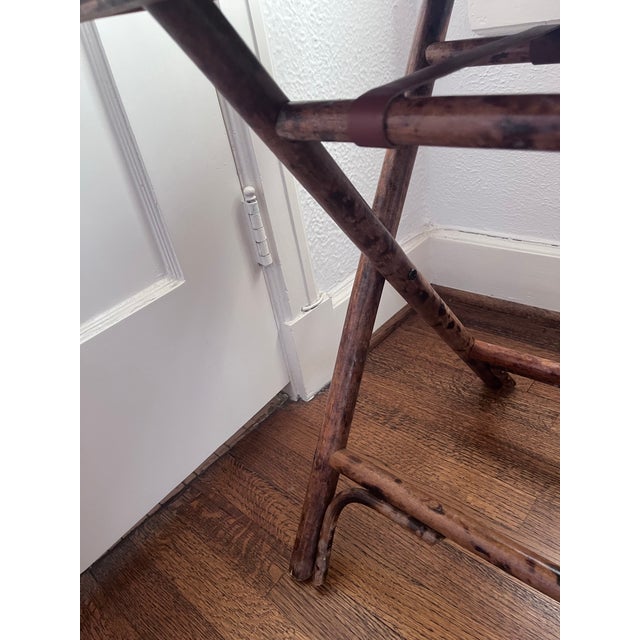 Wood Late 20th Century British Colonial Tortoise Bamboo Wicker Butler’s Tray Table (Ralph Lauren Style) For Sale - Image 7 of 11