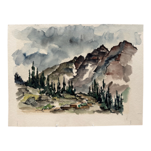 Henry Emil Salloch Original Watercolor on Paper of Mountain Pass, 1956.