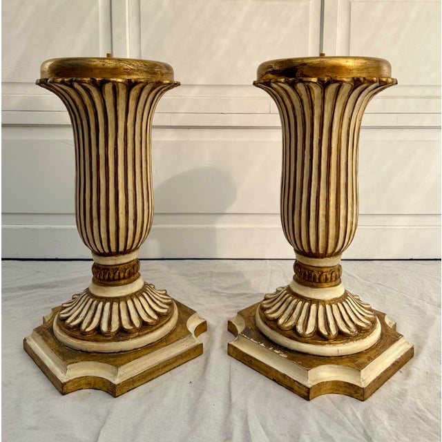 Pair of Italian Gilt Gold Carved Wood Pedestals Table Base For Sale - Image 10 of 12