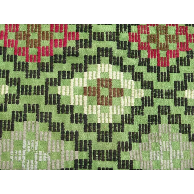 Textile Green Kilim Boho Area Vintage Kilim Anatolian Rug - 71"x111" For Sale - Image 7 of 12