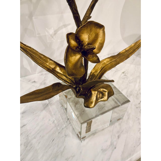 King Richard Modern Brass Orchid Sculpture For Sale - Image 4 of 6