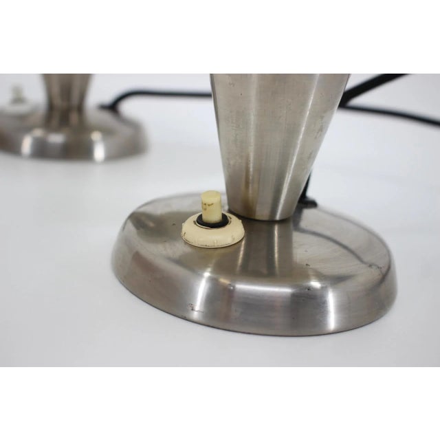 Silver Bauhaus Chrome Plated Lamps, Czechoslovakia, 1930s, Set of 2 For Sale - Image 8 of 10