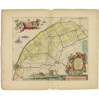 Antique Map of the Barradeel Township, 1718 For Sale