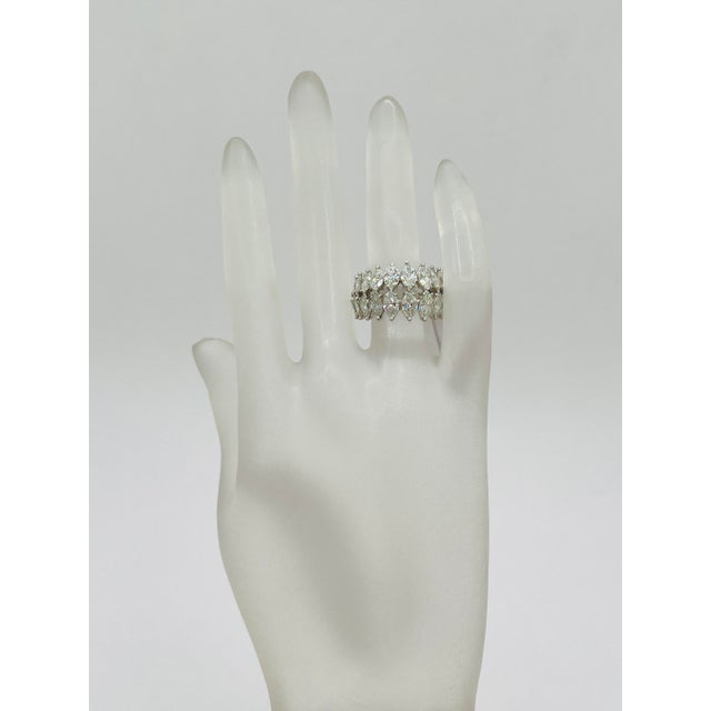 Modern White Diamond Marquise Double Row Eternity Band Ring in Platinum For Sale - Image 3 of 7
