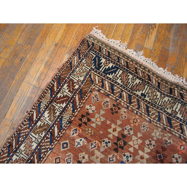 1930s 1930s Salmon Geometric Tribal Antique n.w. Persian Rug 4'10" X 11 Handknotted Wool Carpet For Sale - Image 5 of 6