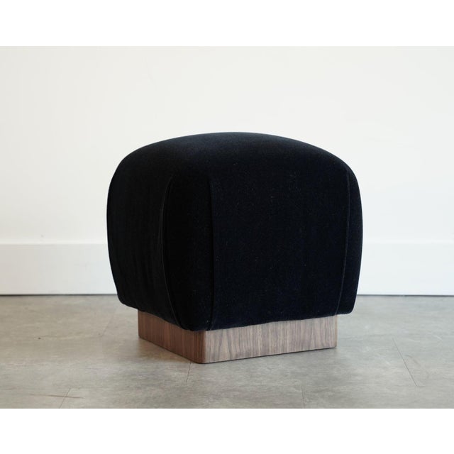 Mohair and Walnut Stools by Karl Springer, C. 1980s For Sale - Image 4 of 7