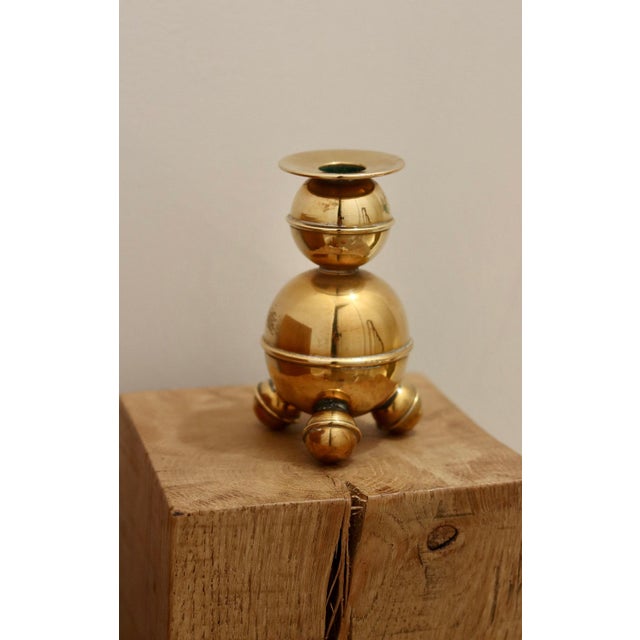 Mid-Century Swedish Brass Candleholders from ALB Lindström, Eskiltuna, Set of 2 For Sale - Image 5 of 8