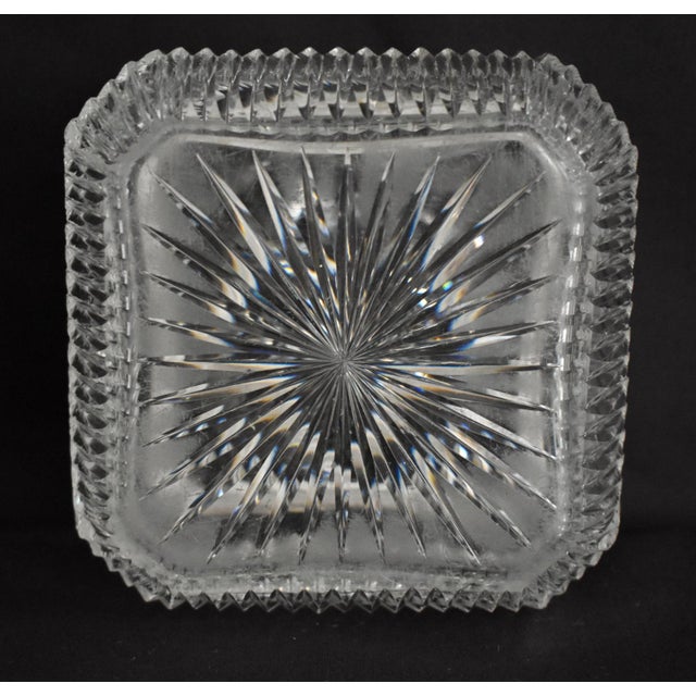 1920s Antique Brilliant Cut Glass Lidded Box W/Silver Plate Trim For Sale - Image 5 of 9
