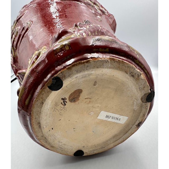 Chinese Vintage Sang De Boeuf Oxblood Glaze Ceramic Vase With Twin Dragons For Sale - Image 10 of 11