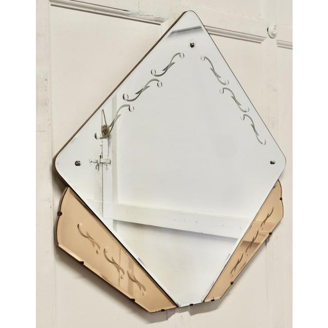 Large French Art Deco Diamond Wall Mirror, 1920s For Sale - Image 9 of 9