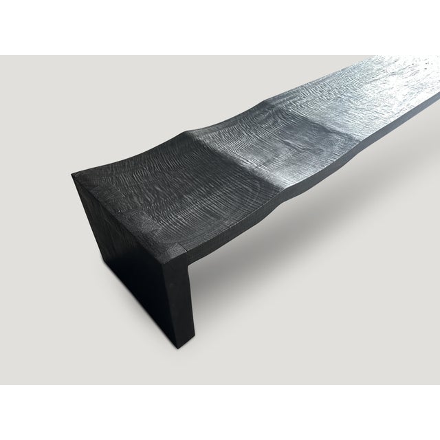 2010s Andrianna Shamaris Impressive Minimalist Charred Wave Bench For Sale - Image 5 of 5