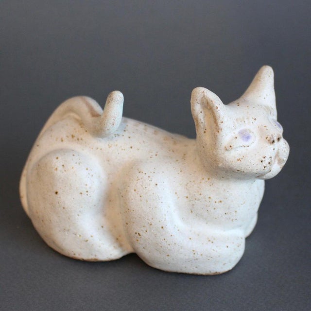 Vintage Italian Ceramic Loafing Cat by Bruno Gambone, 1980s, in None conditions. Designed 1980 to 1989