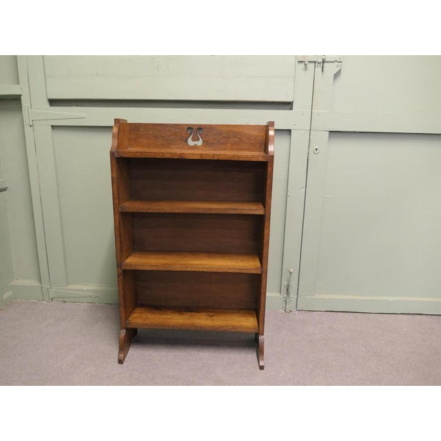 Arts & Crafts Bookcase with Carved Gallery, 1920 For Sale - Image 3 of 8