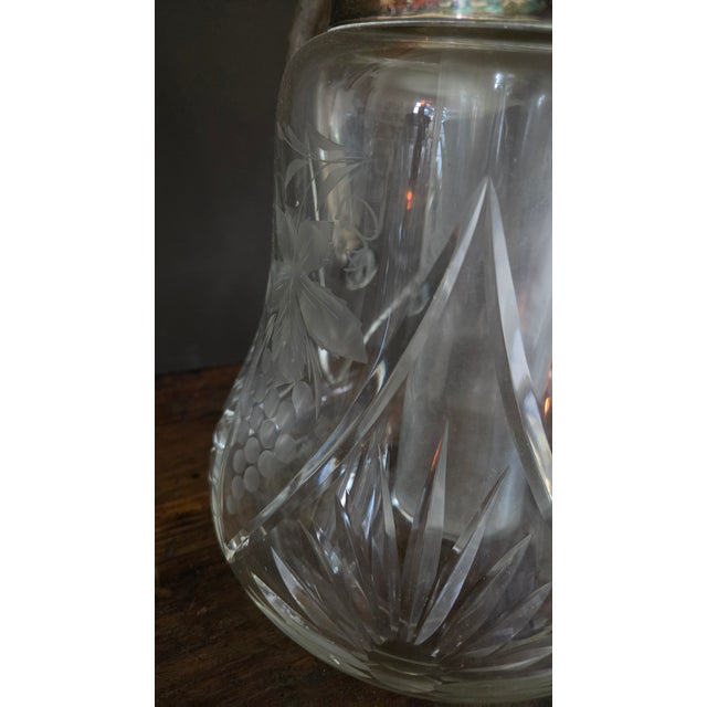 Mid 20th Century Cut Crystal and Silverplate Ice-Tube Beverage Pitcher For Sale - Image 15 of 18
