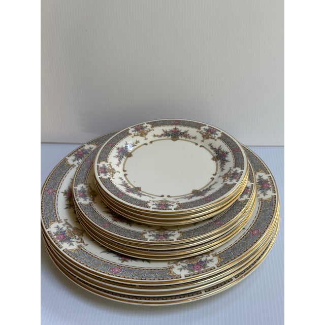 1980s Minton England "Persian Rose" 4 Dinner Plates and 4 Salad Plates and 4 Bread & Butter Plates - 12 pcs For Sale - Image 13 of 18