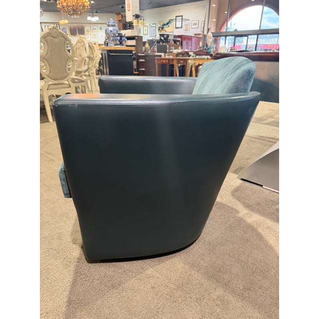 Early 21st Century Striped Green, Contemporary, Bucket Swivel Chair For Sale - Image 5 of 5