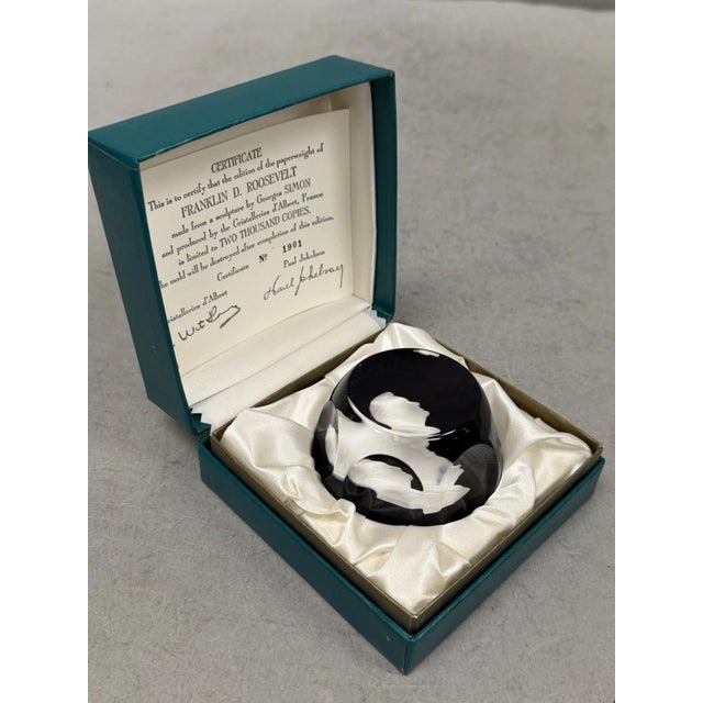 Cristal d'Albret France Franklin D Roosevelt Sulphide Paperweight Faceted Purple For Sale - Image 4 of 17