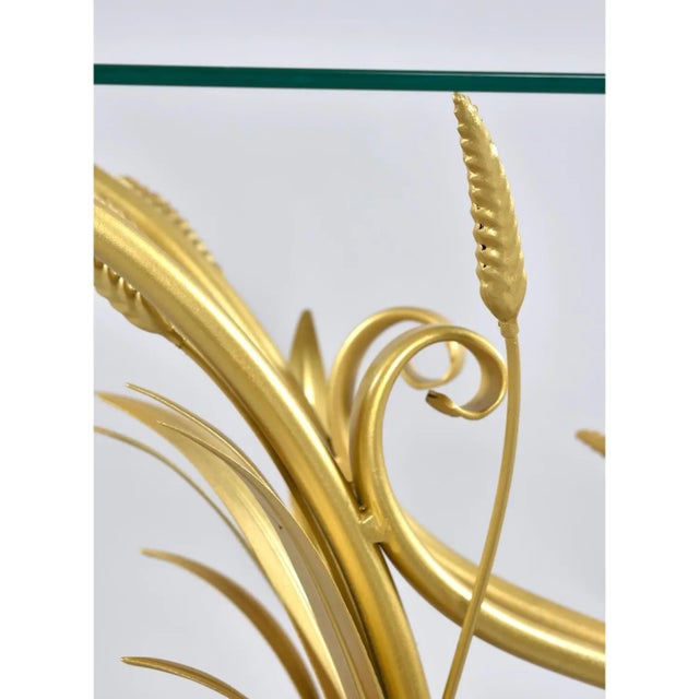 Metal Restored Vintage Gilded Wheat Sheaf Tole Sofa Table Base For Sale - Image 7 of 11