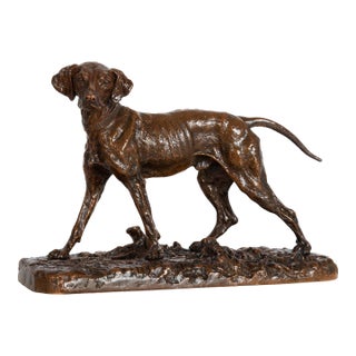 French Bronze Sculpture "Chien Braque" by Pierre-Jules Mene For Sale