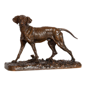 French Bronze Sculpture "Chien Braque" by Pierre-Jules Mene