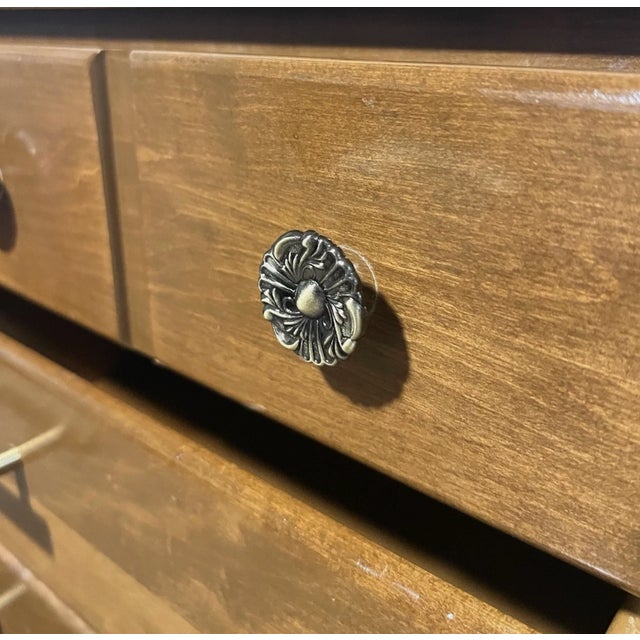 Brown Mid Century Ethan Allen 6 Drawer Oak Dresser For Sale - Image 8 of 8