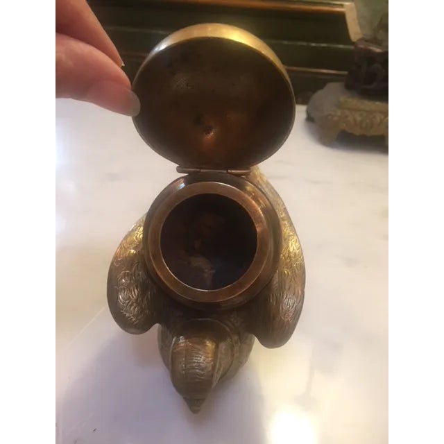 19th C. French Bronze Bird Inkwell For Sale - Image 10 of 11