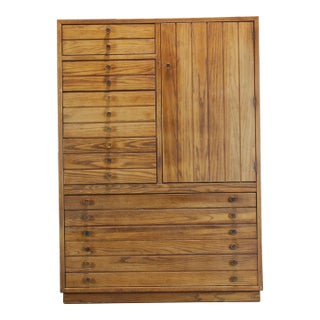 1970s Vintage Campaign Style Highboy Chest of Drawers For Sale