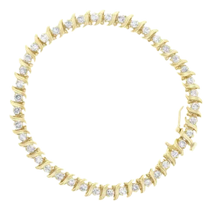 3.50 Carat S Style Diamond Tennis Bracelet 14k Yellow Gold