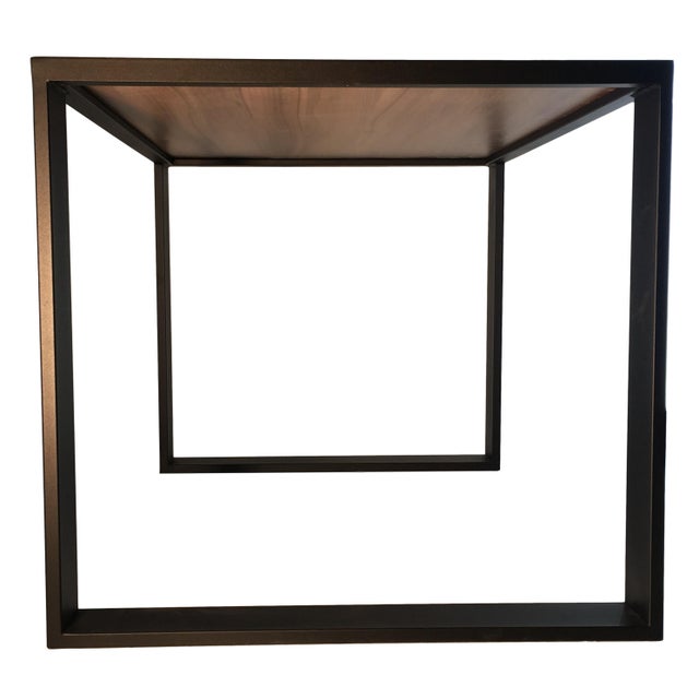 Rectangular Iron Cube Table with Embedded Wood Top, Dinner Table, Desk Table For Sale - Image 5 of 7