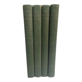 Decorative Childrens Books Green Gold Hardcover - Set of 4 - Vimtage For Sale