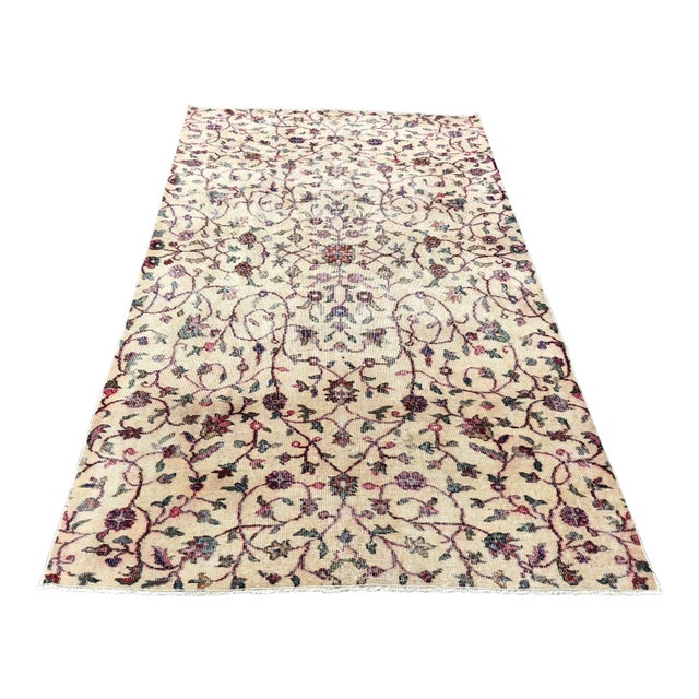 1960s Vintage Turkish Oushak Rug - 4′7″ × 8′4″ For Sale