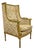 Antique French Louis XVI Victorian Gold Gilt Wood Wing Back Bergere Arm Chair For Sale