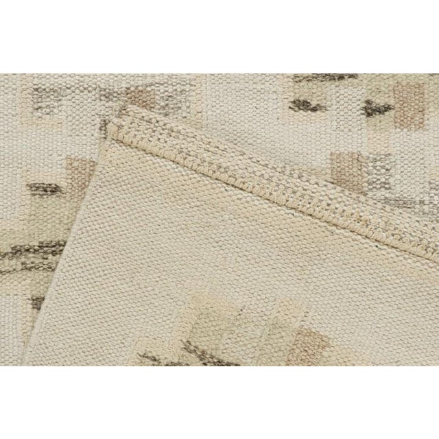 2010s Rug & Kilim’s Scandinavian Style Kilim in White & Beige-Brown Geometric Patterns For Sale In New York - Image 6 of 6