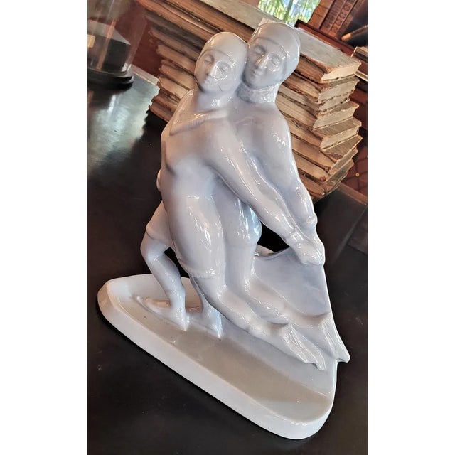 PRESENTING a STUNNING Belgian Art Deco Charles Catteau BFK Ice Skater Sculpture. Made circa 1925-1930 by Charles Catteau...