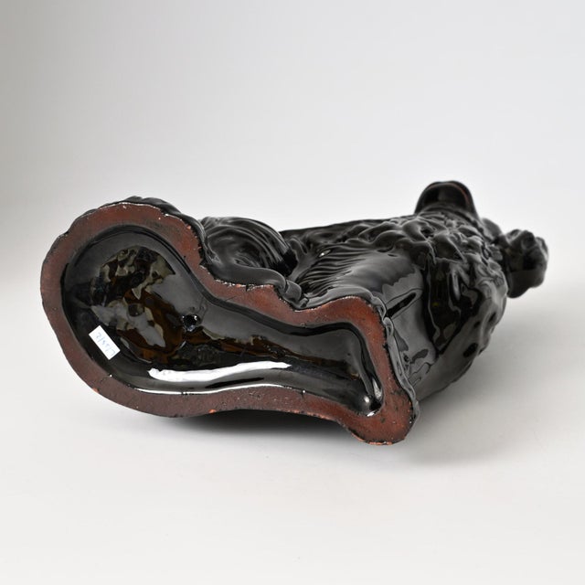 Ceramic Antique Staffordshire Jackfield Black Mantle Dog Figurines, 1800s, Set of 2 For Sale - Image 7 of 10