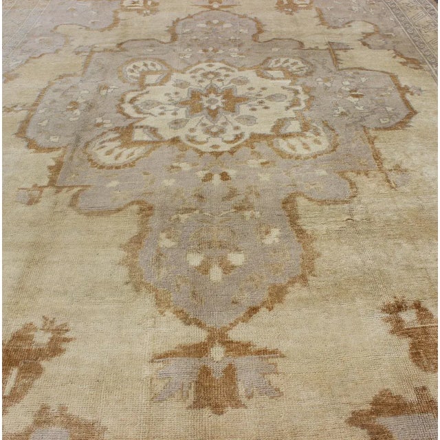 Early 20th Century Vintage Turkish Rug With Medallion Design in Lavender and Cream For Sale - Image 5 of 9