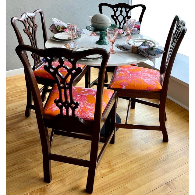 1930's Hand-Carved Solid Mahogany Chippendale Dining Chairs - Set of Eight For Sale - Image 14 of 14