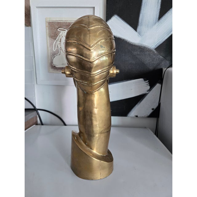 Karl Hagenauer 1970's Brass Art Deco Head Manner of Hagenauer For Sale - Image 4 of 5
