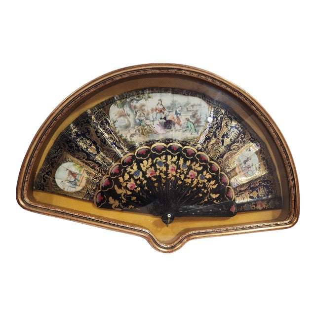 Antique 19th Century Lady's Fan Framed and Mounted For Sale