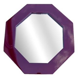 Octagonal Red Lacquered Mirror by Jean Claude Mahey, 1970s For Sale