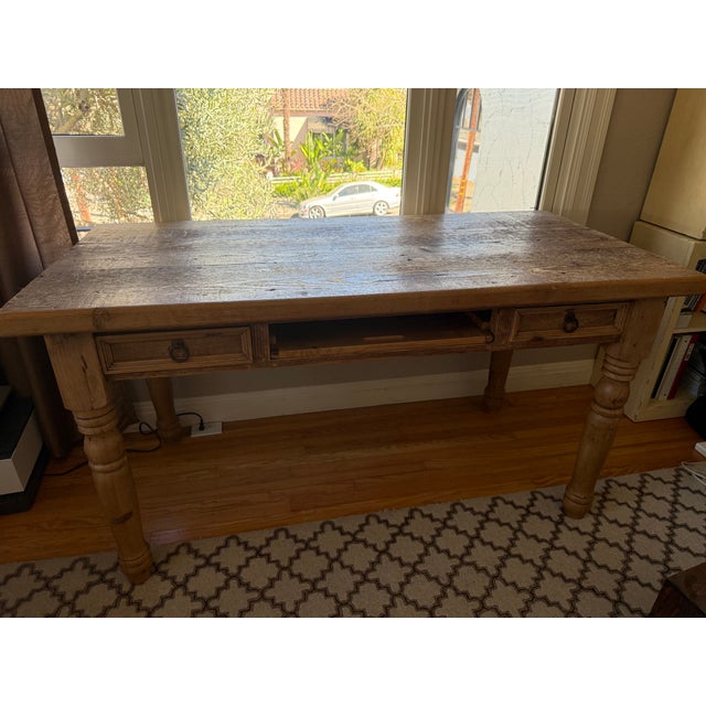 Beige 1990s Rustic Farmhouse Writing Desk For Sale - Image 8 of 8