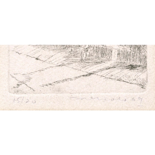 Sitting on a Park Bench - Figurative Landscape Lithograph by Mercado For Sale - Image 4 of 7