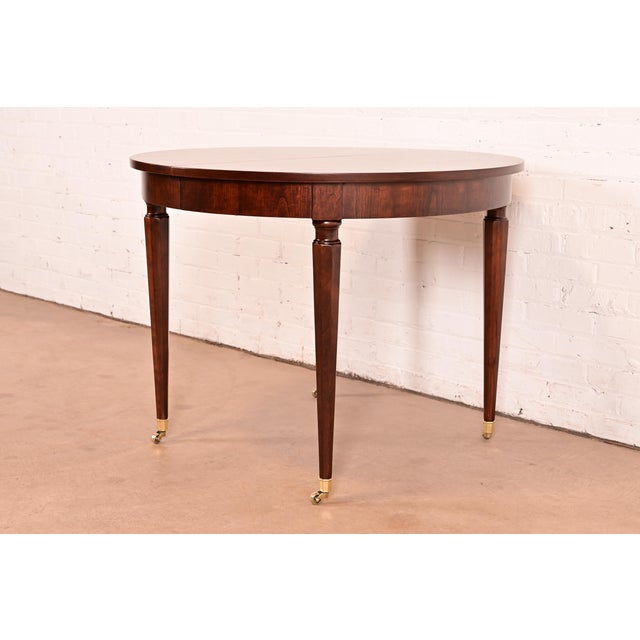 French Kindel Furniture French Regency Louis XVI Cherry Wood Dining Table or Breakfast Table, Newly Refinished For Sale - Image 3 of 11