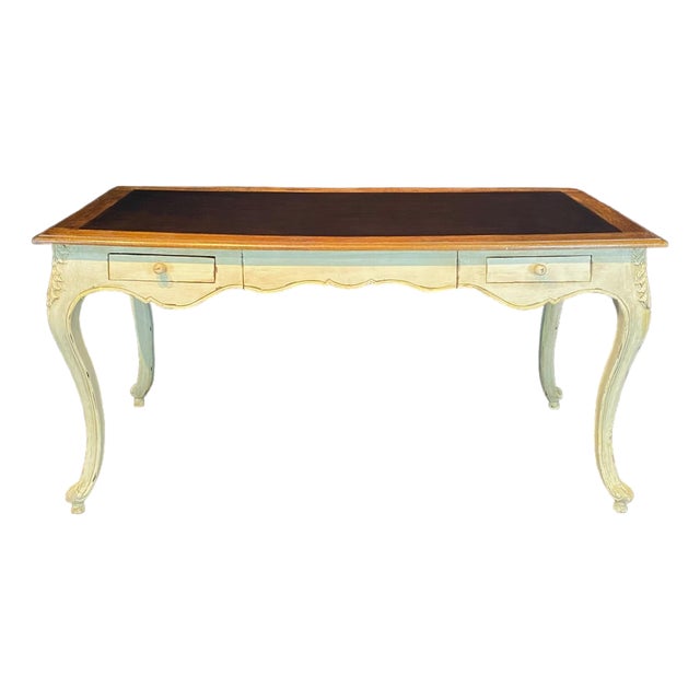 French Provincial Louis XV Style Paint Decorated Writing Desk For Sale