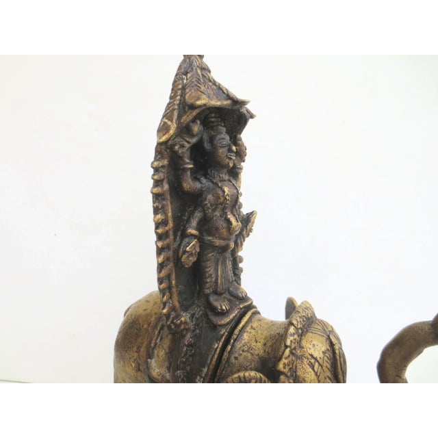 Tribal Dhokra South Indian Sculpture Vishnu on Elephant Shrine For Sale - Image 10 of 10