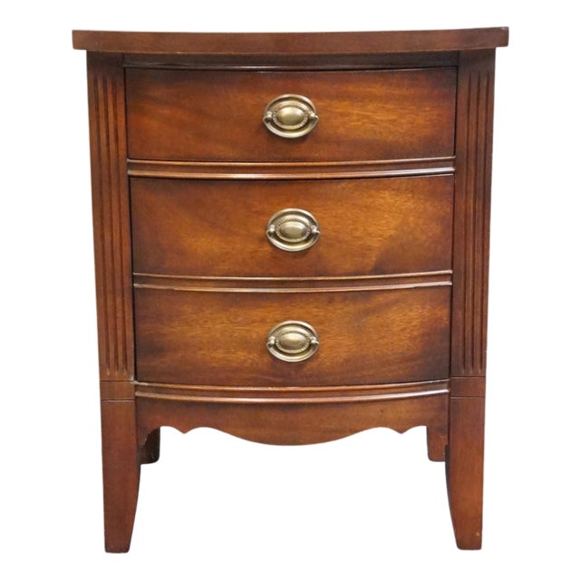 Dixie Furniture Solid Mahogany Traditional Duncan Phyfe Style 20" Two Drawer Nightstand 965 For Sale