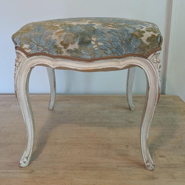 Not Yet Made - Made To Order Antique French Footstool in Cowtan & Tout Walden in Sky For Sale - Image 5 of 8