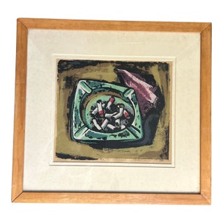 1950’s Original Mid Century Modern Wood Block Print For Sale