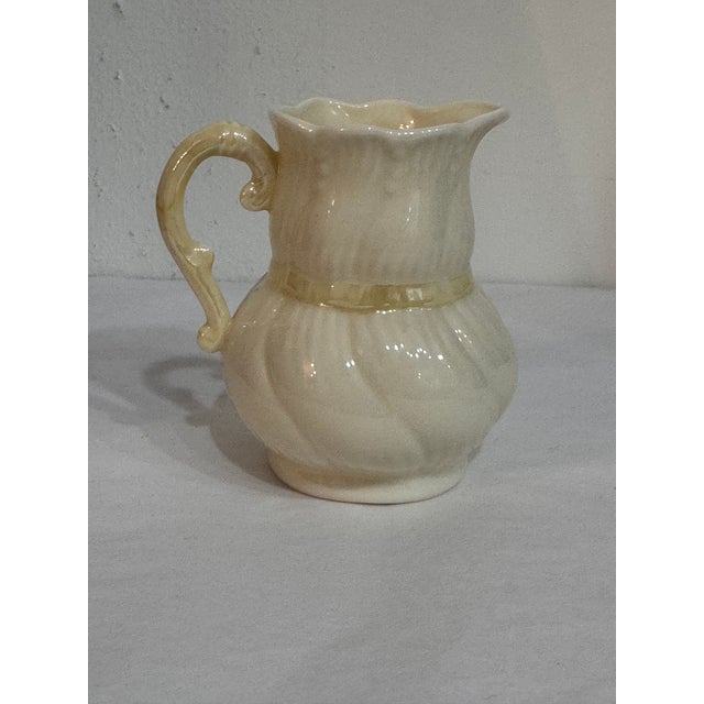 Ceramic 1990s Belleek Ireland Ribbon & Bow Creamer and Sugar Bowl Set | Ivory Porcelain | Art No. 0051 For Sale - Image 7 of 9